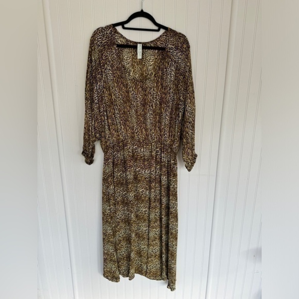 Rachel Pally Georgette Print Dress | Boho Maxi Long Sleeve 1X